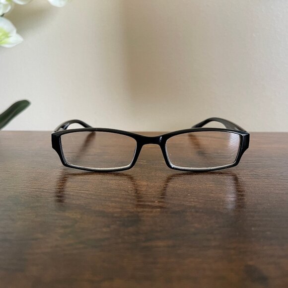 TruVision Readers Black Rectangular Plastic Eyeglass Frames Only Unisex Lightwgt - Picture 1 of 7